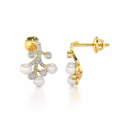 Growth Silver Pearl Earrings - Yellow Gold - Image 4