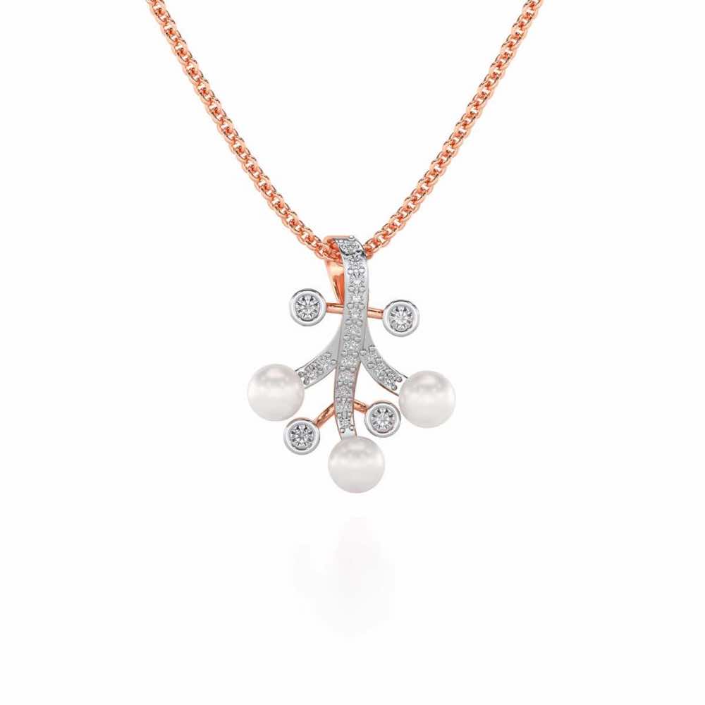 Growth Silver Pearl Pendant - Rose Gold - Image 2