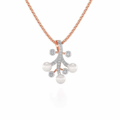 Growth Silver Pearl Pendant - Rose Gold - Image 2