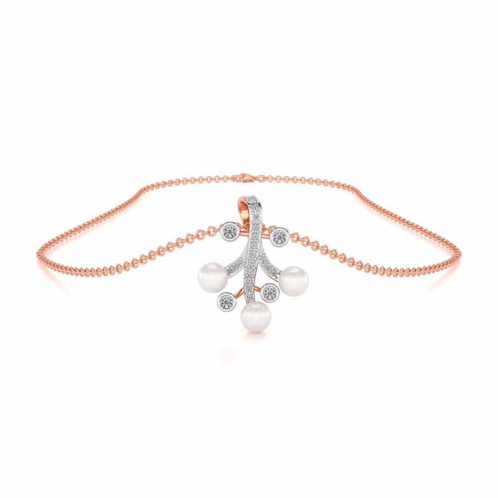 Growth Silver Pearl Pendant - Rose Gold - Image 3