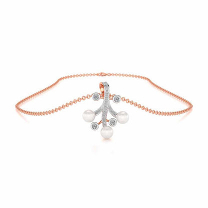 Growth Silver Pearl Pendant - Rose Gold - Image 3