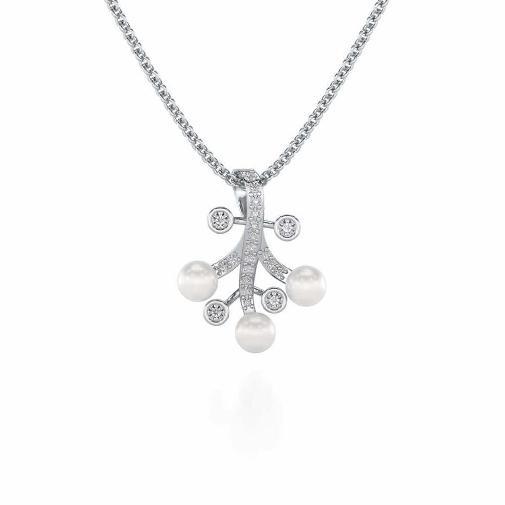 Growth Silver Pearl Pendant - White Gold - Image 2