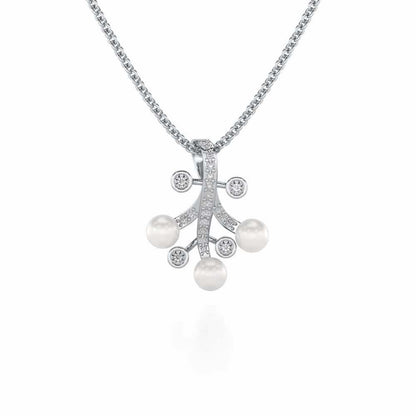 Growth Silver Pearl Pendant - White Gold - Image 2
