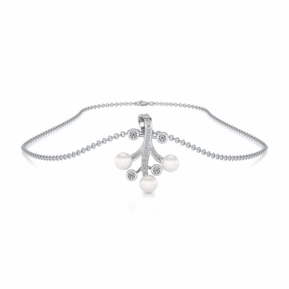 Growth Silver Pearl Pendant - White Gold - Image 3