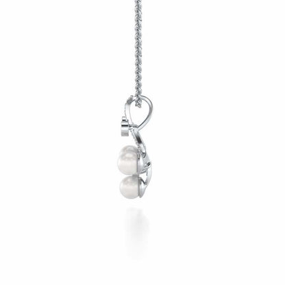 Growth Silver Pearl Pendant - White Gold - Image 4