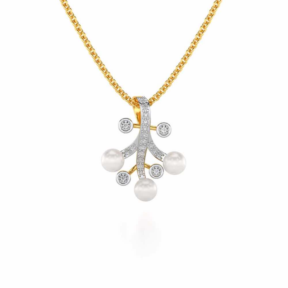 Growth Silver Pearl Pendant - Yellow Gold - Image 2