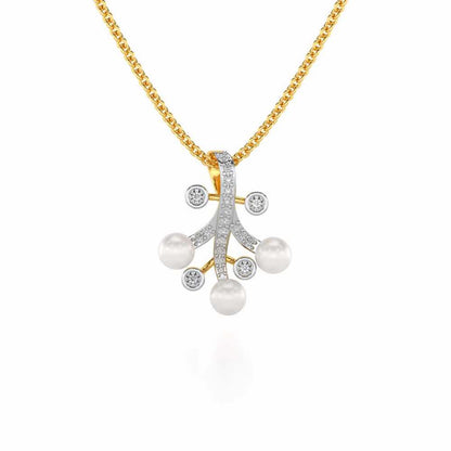 Growth Silver Pearl Pendant - Yellow Gold - Image 2