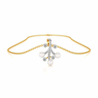 Growth Silver Pearl Pendant - Yellow Gold - Image 3