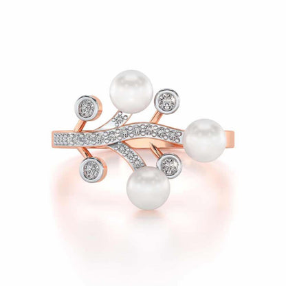 Growth Silver Pearl Ring - Rose Gold - Image 4