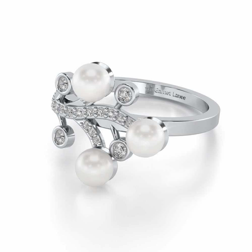 Growth Silver Pearl Ring - White Gold - Image 2