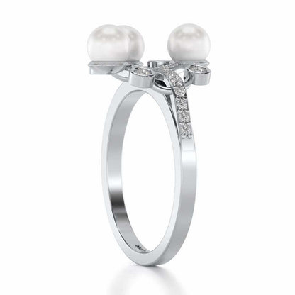 Growth Silver Pearl Ring - White Gold - Image 3