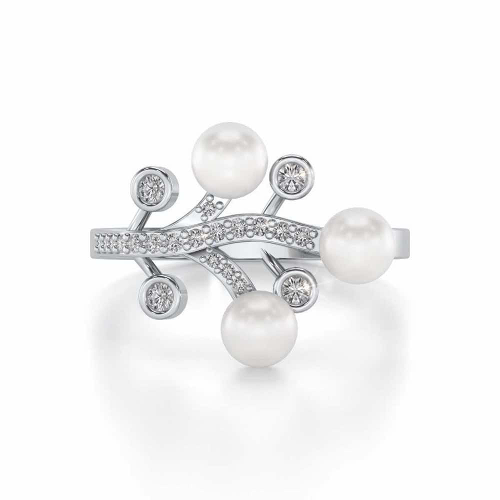 Growth Silver Pearl Ring - White Gold - Image 4