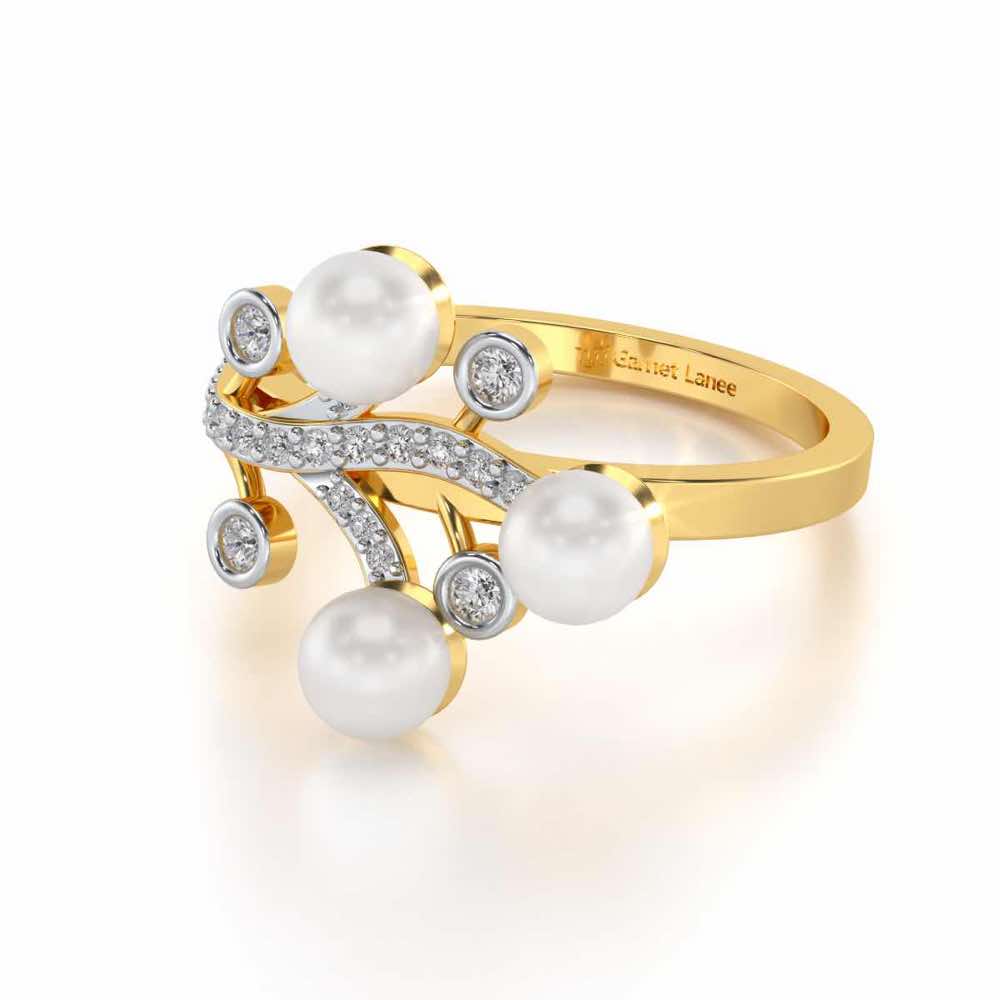 Growth Silver Pearl Ring - Yellow Gold - Image 2