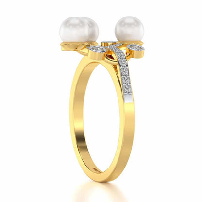 Growth Silver Pearl Ring - Yellow Gold - Image 3