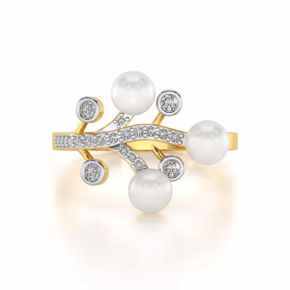 Growth Silver Pearl Ring - Yellow Gold - Image 4