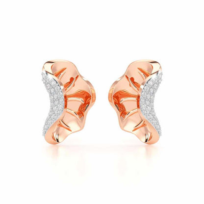 Half Bloom Silver Earrings - Rose Gold - Image 1