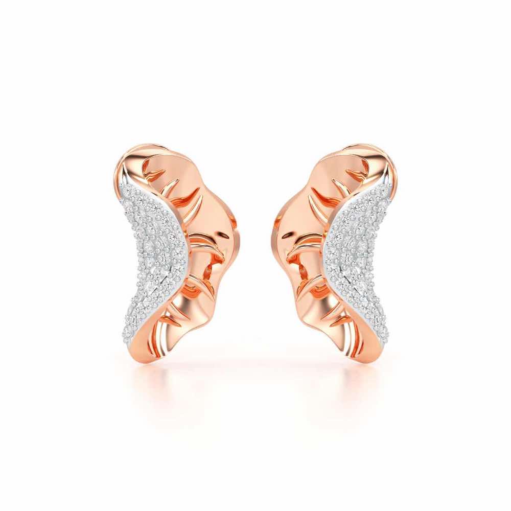 Half Bloom Silver Earrings - Rose Gold - Image 2