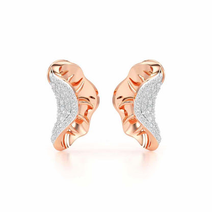Half Bloom Silver Earrings - Rose Gold - Image 2