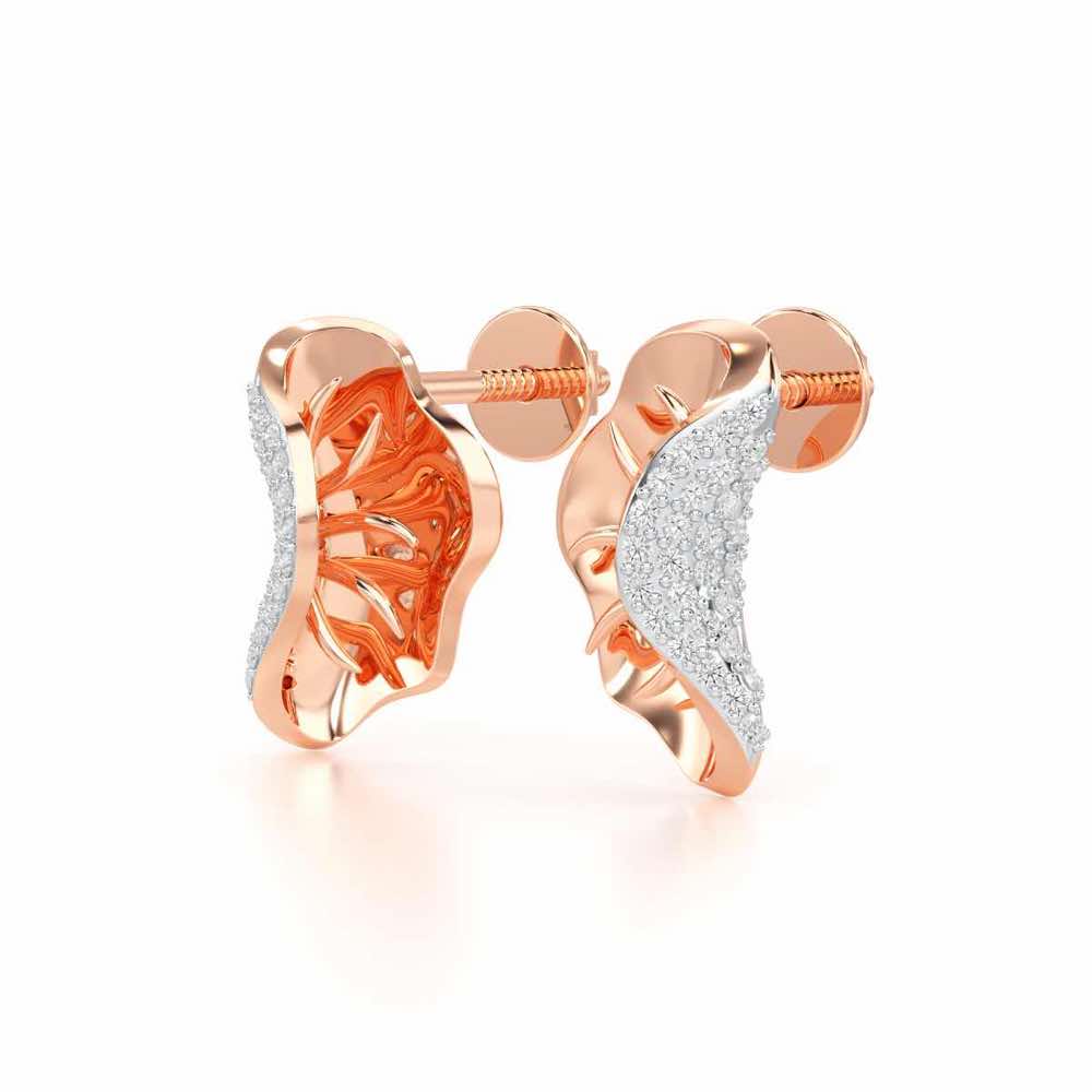 Half Bloom Silver Earrings - Rose Gold - Image 3