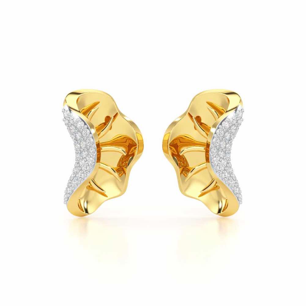 Half Bloom Silver Earrings - Yellow Gold - Image 1