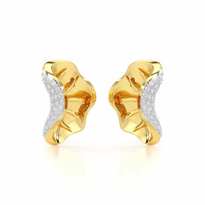 Half Bloom Silver Earrings - Yellow Gold - Image 1