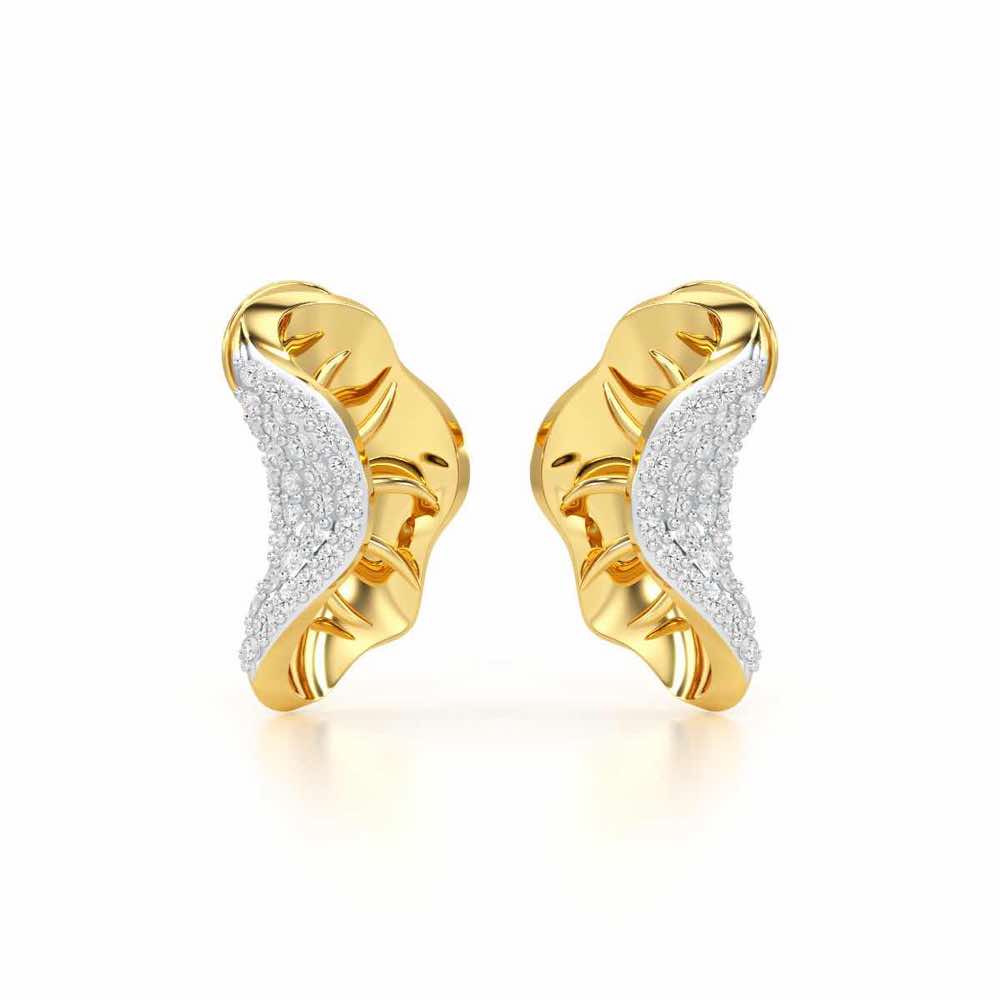 Half Bloom Silver Earrings - Yellow Gold - Image 2