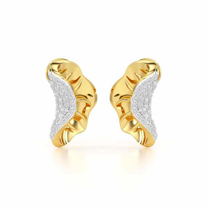 Half Bloom Silver Earrings - Yellow Gold - Image 2