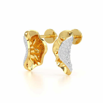 Half Bloom Silver Earrings - Yellow Gold - Image 3