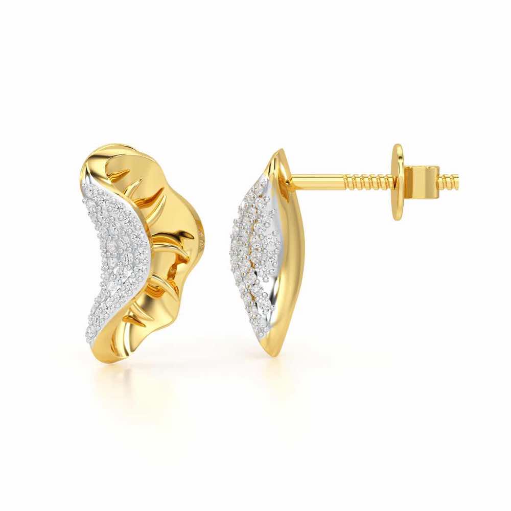 Half Bloom Silver Earrings - Yellow Gold - Image 4