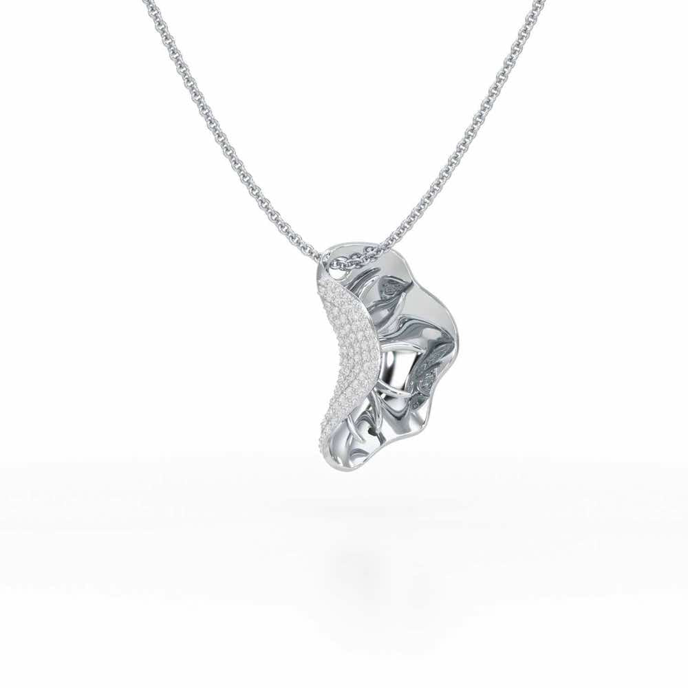 Half Bloom Silver Pendant - White Gold - Image 1