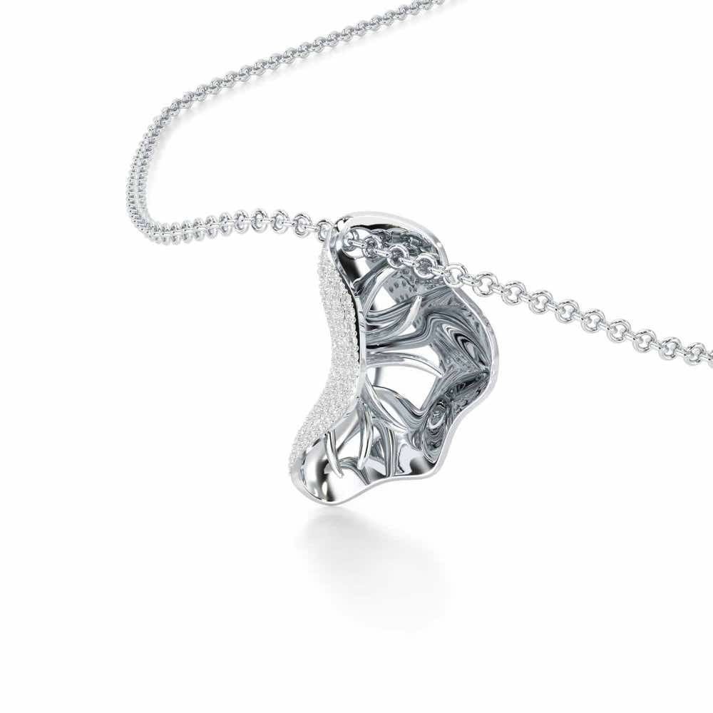 Half Bloom Silver Pendant - White Gold - Image 2