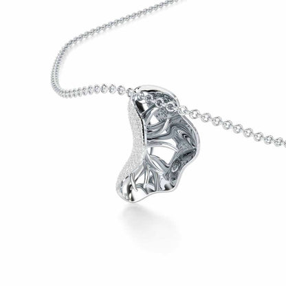 Half Bloom Silver Pendant - White Gold - Image 2