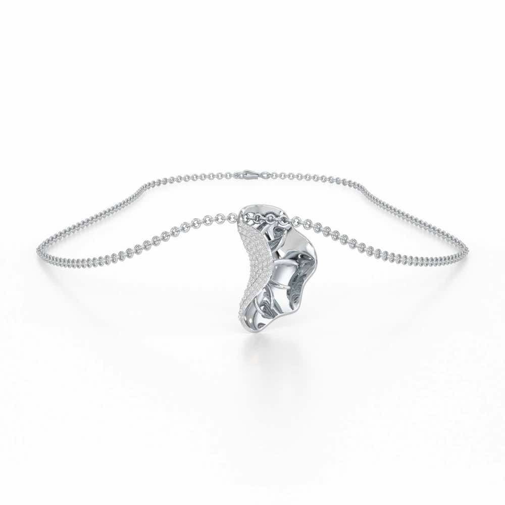 Half Bloom Silver Pendant - White Gold - Image 3