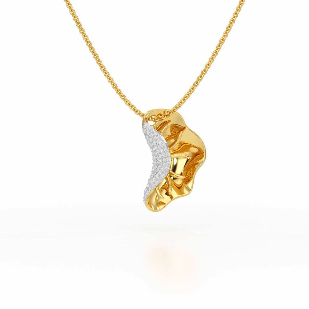 Half Bloom Silver Pendant - Yellow Gold - Image 1
