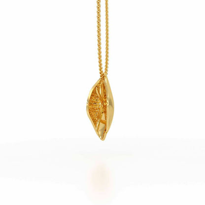 Half Bloom Silver Pendant - Yellow Gold - Image 4