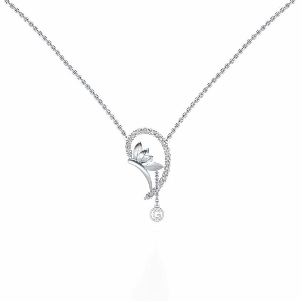 Half Heart Silver Pendant - White Gold - Image 2
