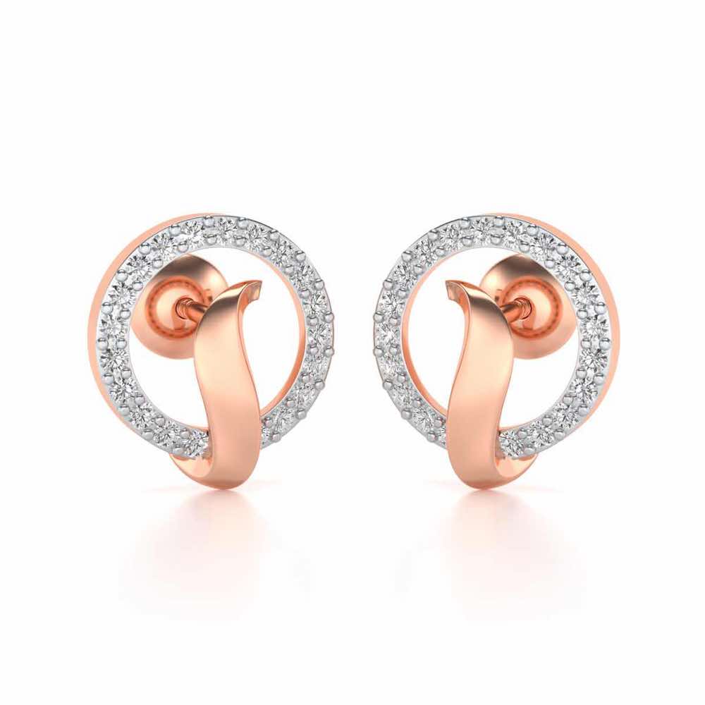 Halo Circle Silver Earrings - Rose Gold - Image 1