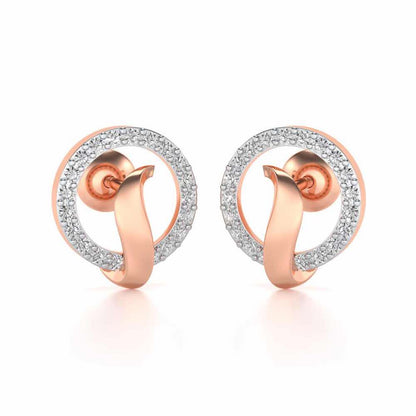 Halo Circle Silver Earrings - Rose Gold - Image 1