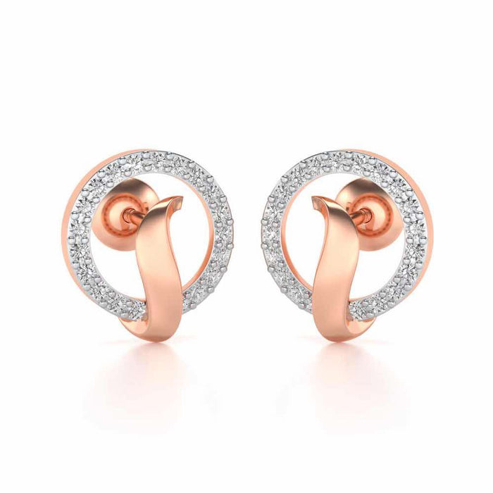 Halo Circle Silver Earrings - Rose Gold - Image 1