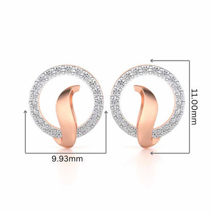 Halo Circle Silver Earrings - Rose Gold - Image 2