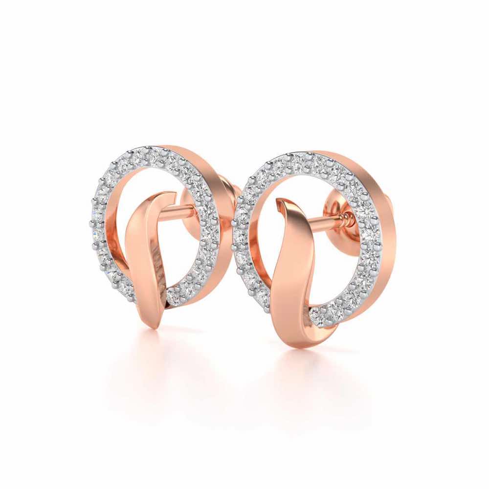 Halo Circle Silver Earrings - Rose Gold - Image 3