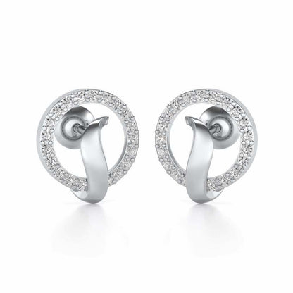 Halo Circle Silver Earrings - White Gold - Image 1