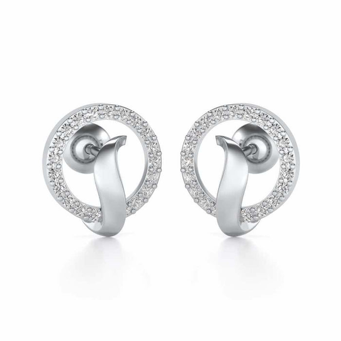 Halo Circle Silver Earrings - White Gold - Image 1