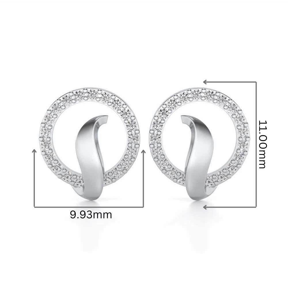 Halo Circle Silver Earrings - White Gold - Image 2