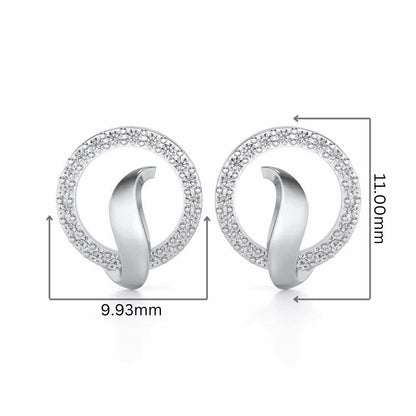 Halo Circle Silver Earrings - White Gold - Image 2