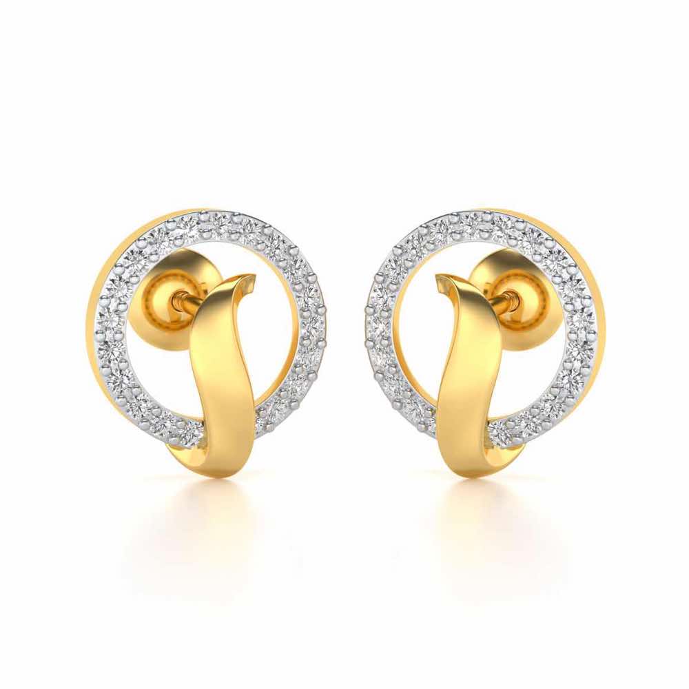 Halo Circle Silver Earrings - Yellow Gold - Image 1