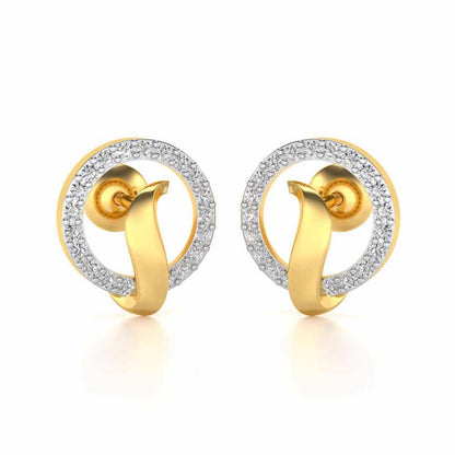 Halo Circle Silver Earrings - Yellow Gold - Image 1