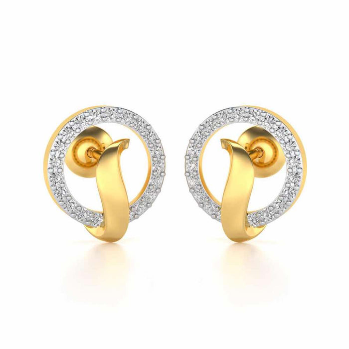 Halo Circle Silver Earrings - Yellow Gold - Image 1