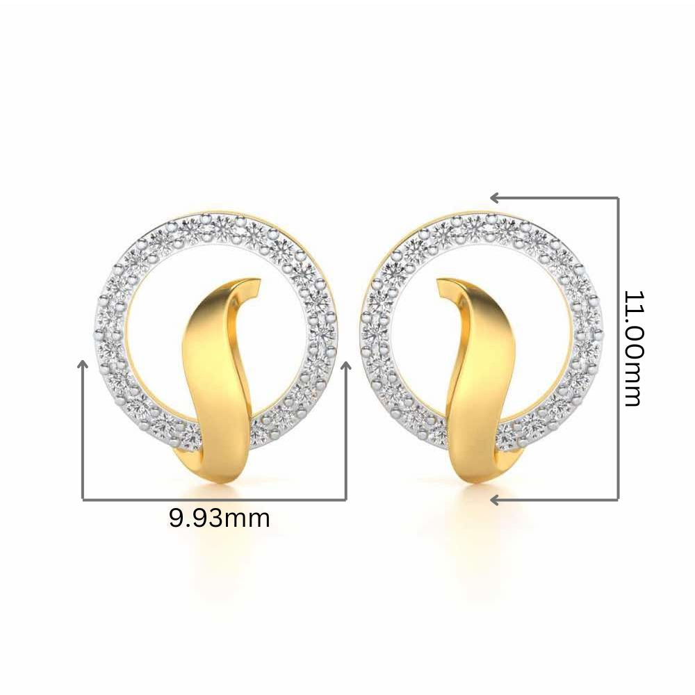 Halo Circle Silver Earrings - Yellow Gold - Image 2