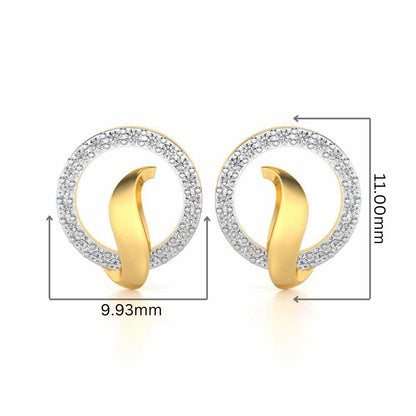 Halo Circle Silver Earrings - Yellow Gold - Image 2